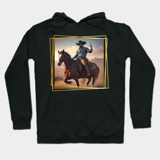 Mounted Cowboy holding his finger up Hoodie